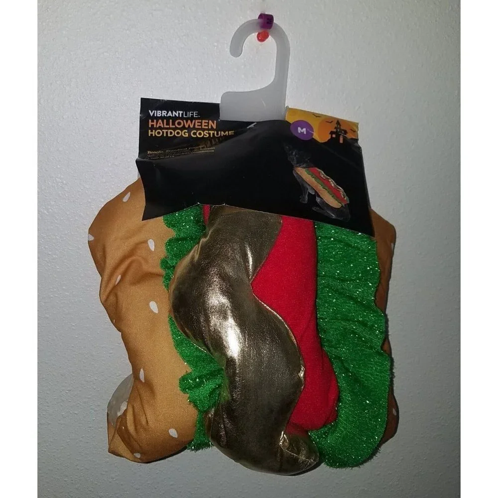 NEW Hot Dog Costume Pet Size Medium Dog (20-50 lbs) Halloween Vibrant Life 1 pc